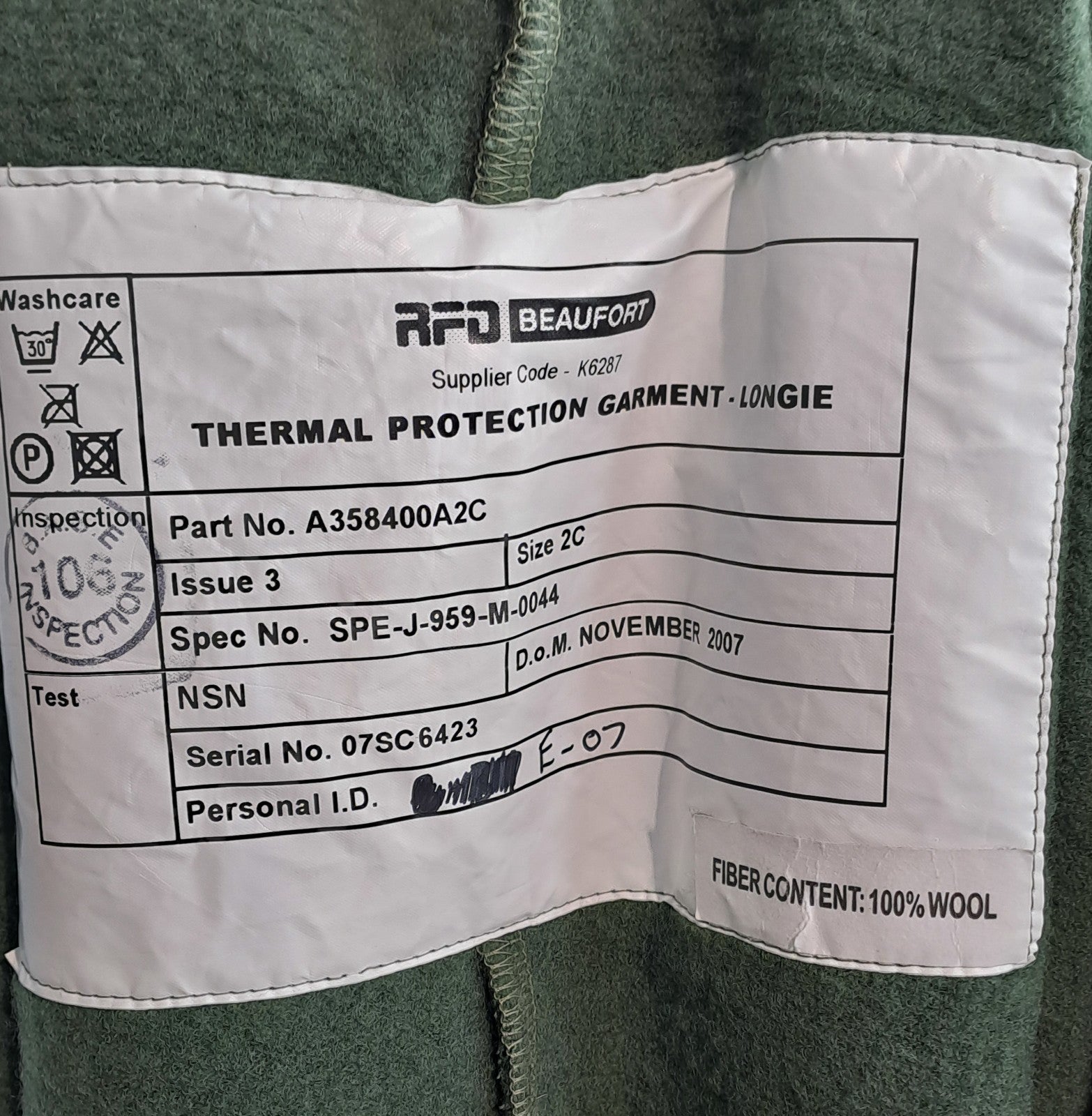 Genuine Surplus British RAF Longie Thermal All-in-One Under Suit Vest 100% Wool