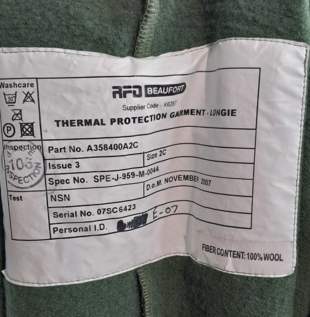 Genuine Surplus British RAF Longie Thermal All-in-One Under Suit Vest 100% Wool