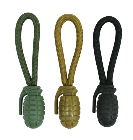 KT Pack10 Grenade Zip Pullers Olive Tan Black Grey Tactical Military Airsoft