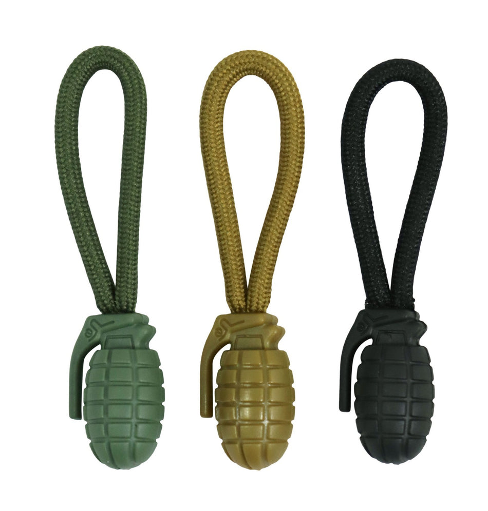 KT Pack10 Grenade Zip Pullers Olive Tan Black Grey Tactical Military Airsoft