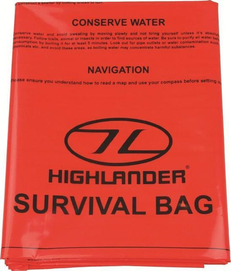 Highlander Waterproof Double Survival Bag  Survival Instructions ORANGE Walking 