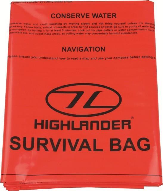 Highlander Waterproof Double Survival Bag  Survival Instructions ORANGE Walking 
