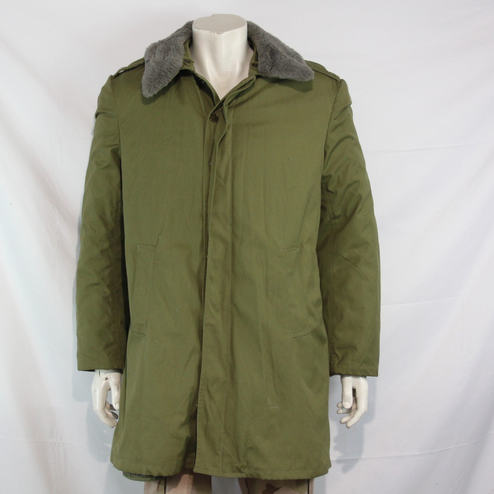 Vintage USSR Soviet Era Parka Winter Coat Padded Khaki Surplus 36-38" (3664)