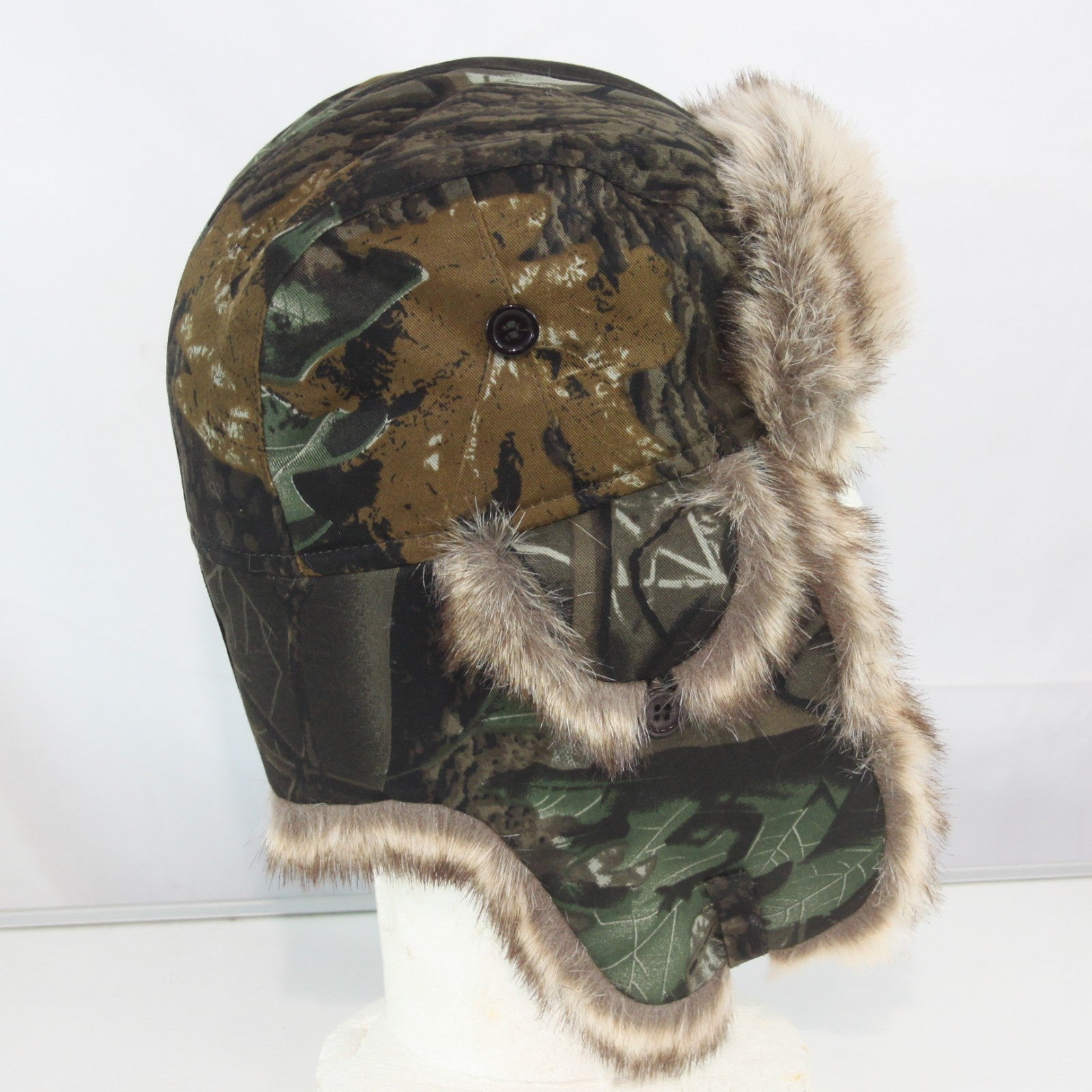 Flying Tree Woodland Camo Winter Trapper Hat Faux Fur Lined SMALL (HAT120)