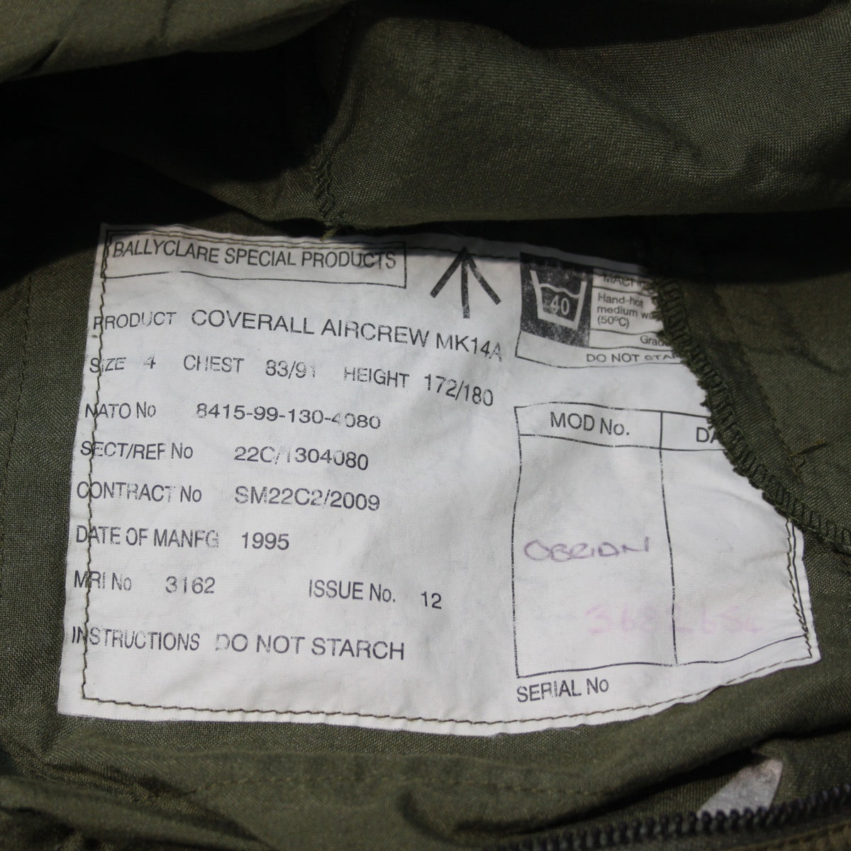 British Flight Suit Army Air Corps badged Genuine Surplus Faded 34" (4001)