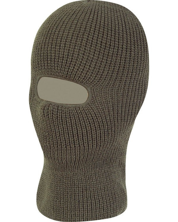 Knitted Balaclava Open Face Thermal Acrylic Cold Weather Warm Olive Green Black