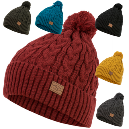 Knitted Bobble Hat Ski Thermal Winter Warm Fleece Lin Green Black Grey Red Yello