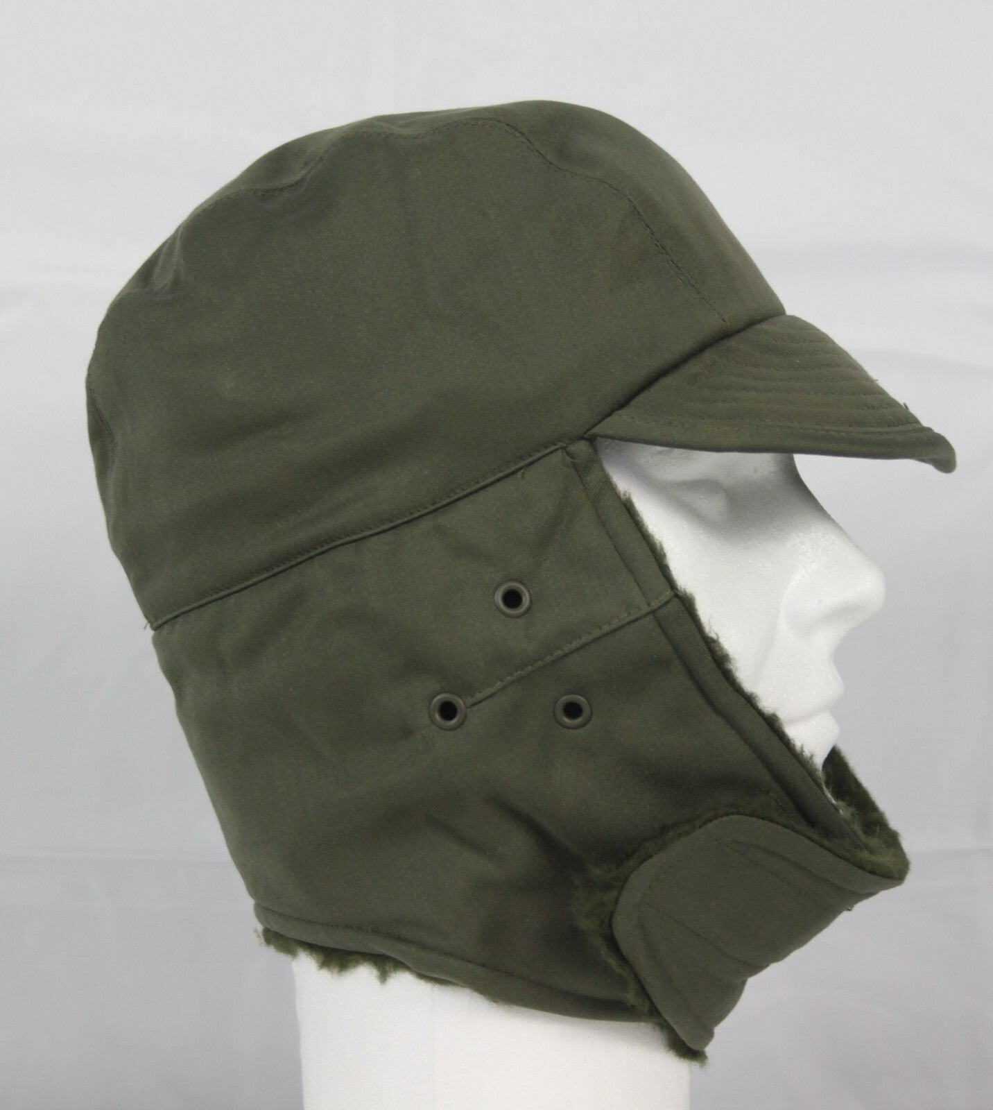 Genuine Surplus French Army Winter Hat Fur-lined Olive Green Peaked Thermal NEW
