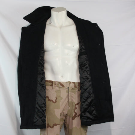 Possible US Naval Wool Pea Coat Black Military Surplus Warm Winter 44 (3647)