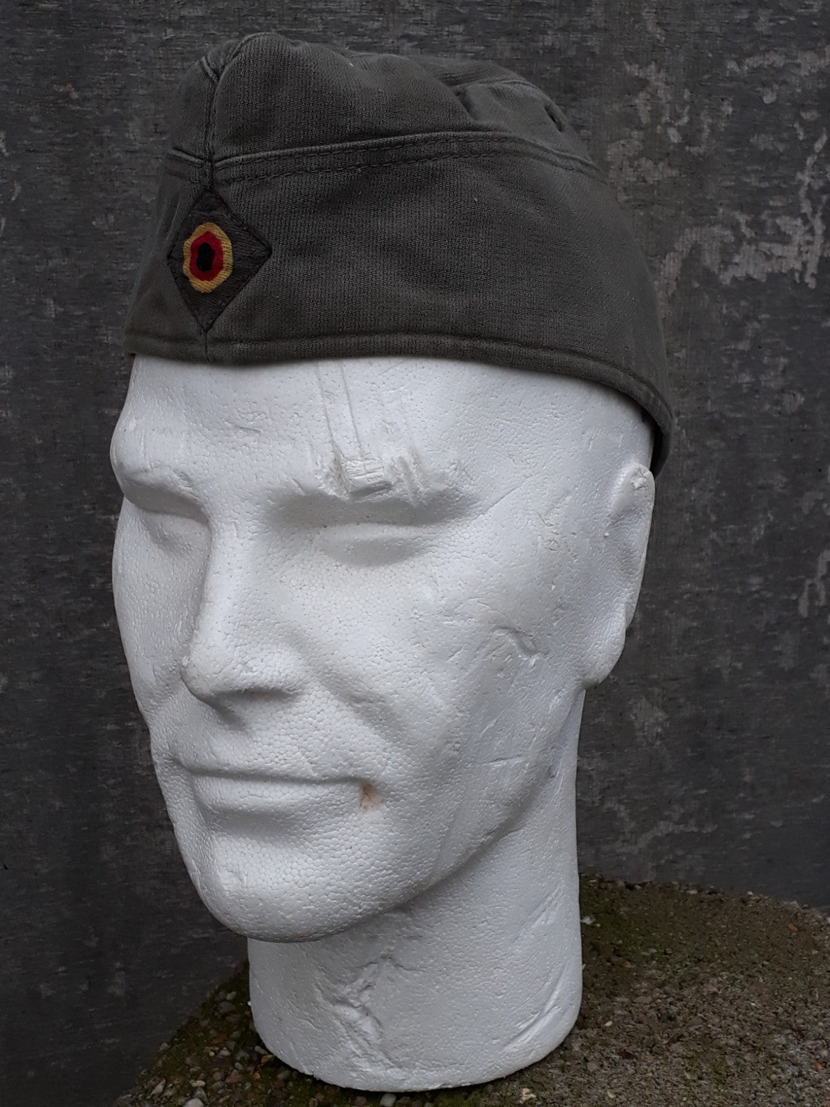 Genuine Surplus German Side Cap Fatigue Cap Chip Packet Hat Olive Vintage 1980's