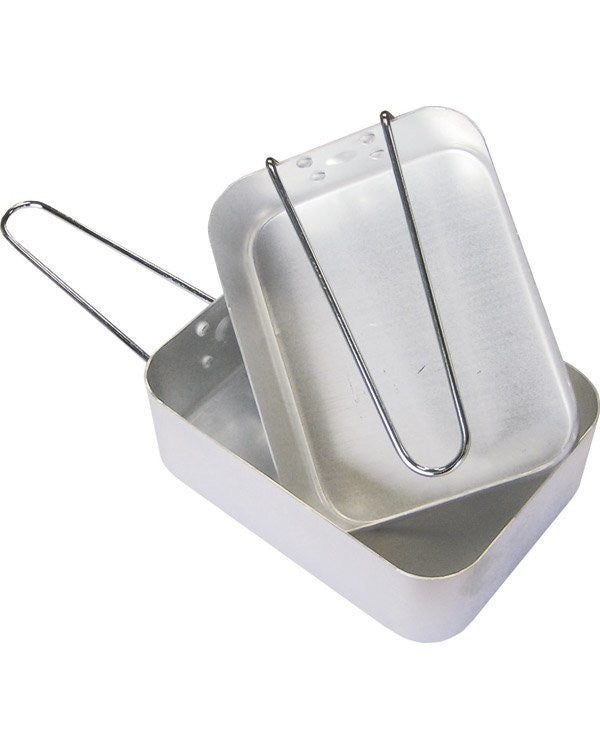 Aluminium Mess Tins Military Style Camping Metal Cooking Saucepans Pack of 2