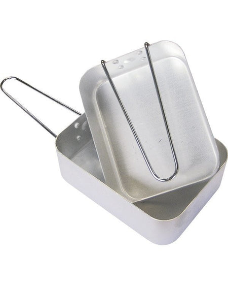 Aluminium Mess Tins Military Style Camping Metal Cooking Saucepans Pack of 2
