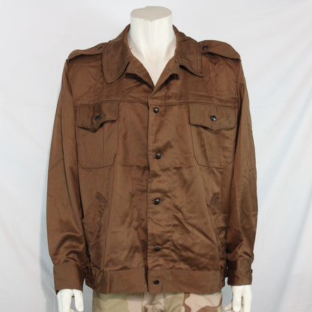 Genuine Surplus Romanian Army Working Jacket Shirt Brown Canvas Shiny Satin 3159