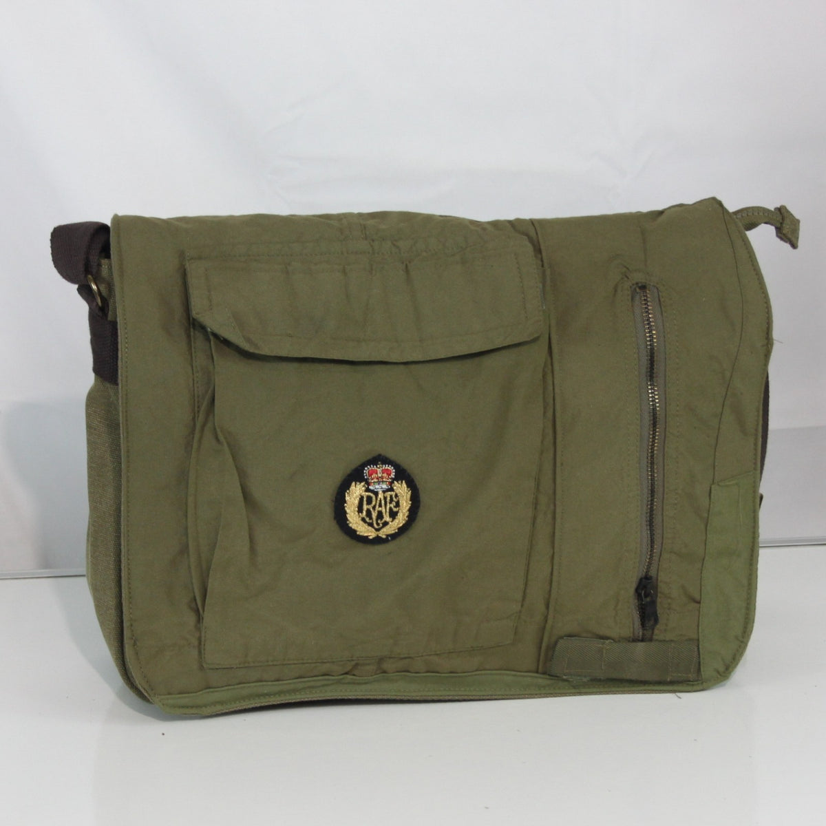 Upcycled RAF Flight Suit Made into Exclusive Messenger Bag Olive Aviation (4468)