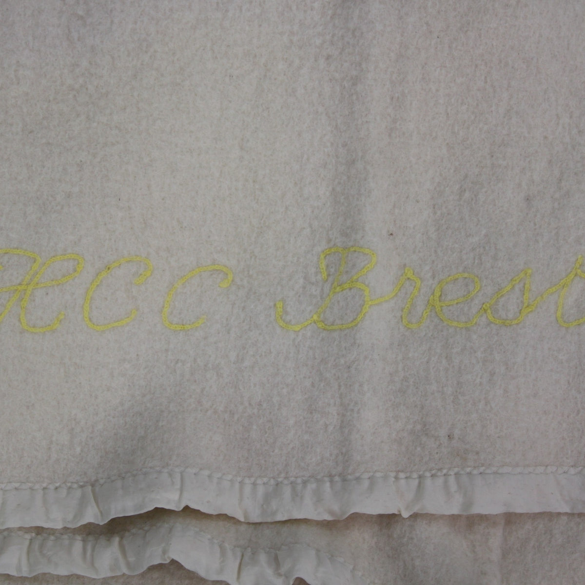 Genuine Surplus Vintage French Navy Wool Blanket HCC Brest Ship   (4348)