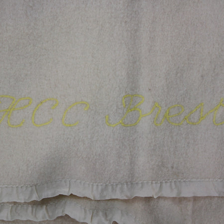 Genuine Surplus Vintage French Navy Wool Blanket HCC Brest Ship   (4348)