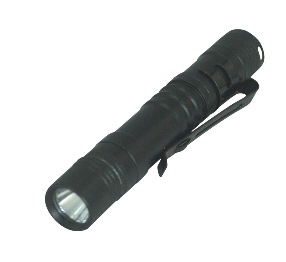 1 LED Pencil Thin Alloy Tactical Covert Torch With Penclip Camping Military