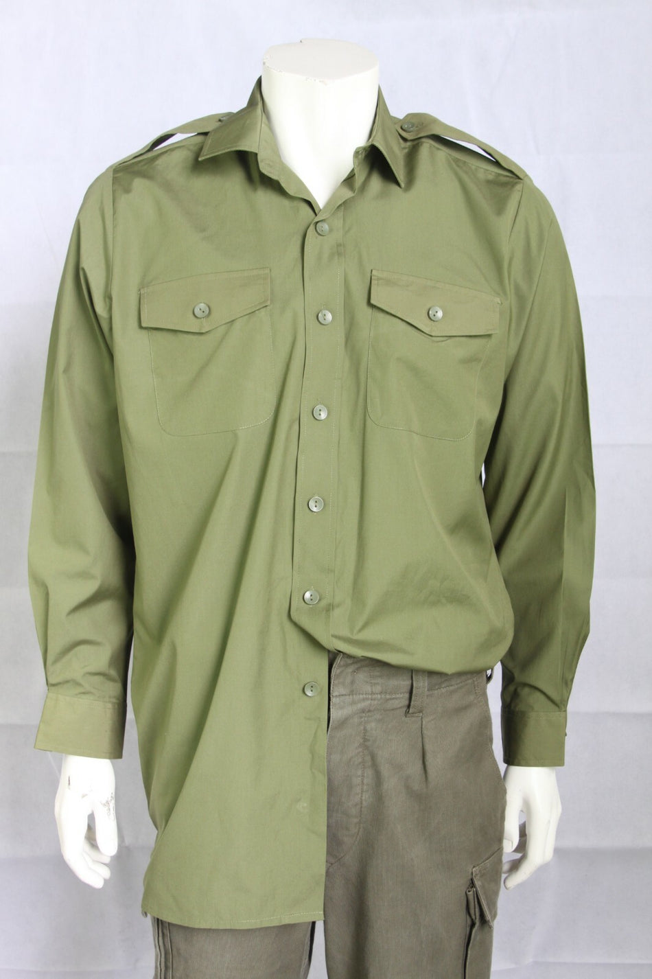 Genuine Surplus Vintage British Army Poly/Cotton Working Shirt Olive Green 