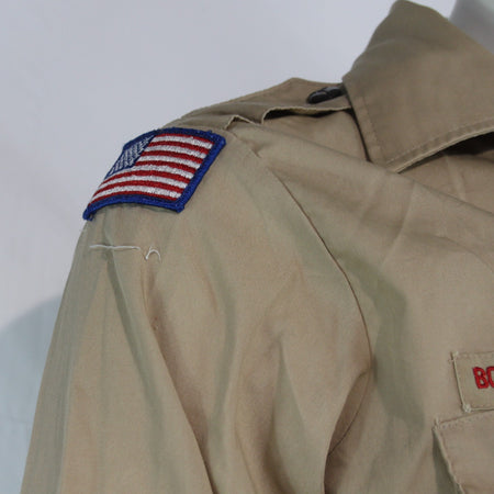 Boy Scout Shirt Badged Sand Genuine US Scouts of America 14-14.5" Collar  (3619)