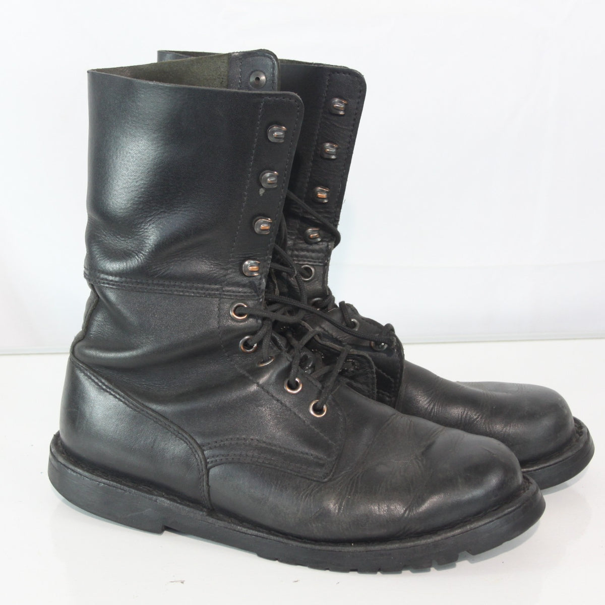 Austrian Army Summer Boots Black Leather UNlined Need Resoling EU43 UK9 (3868)