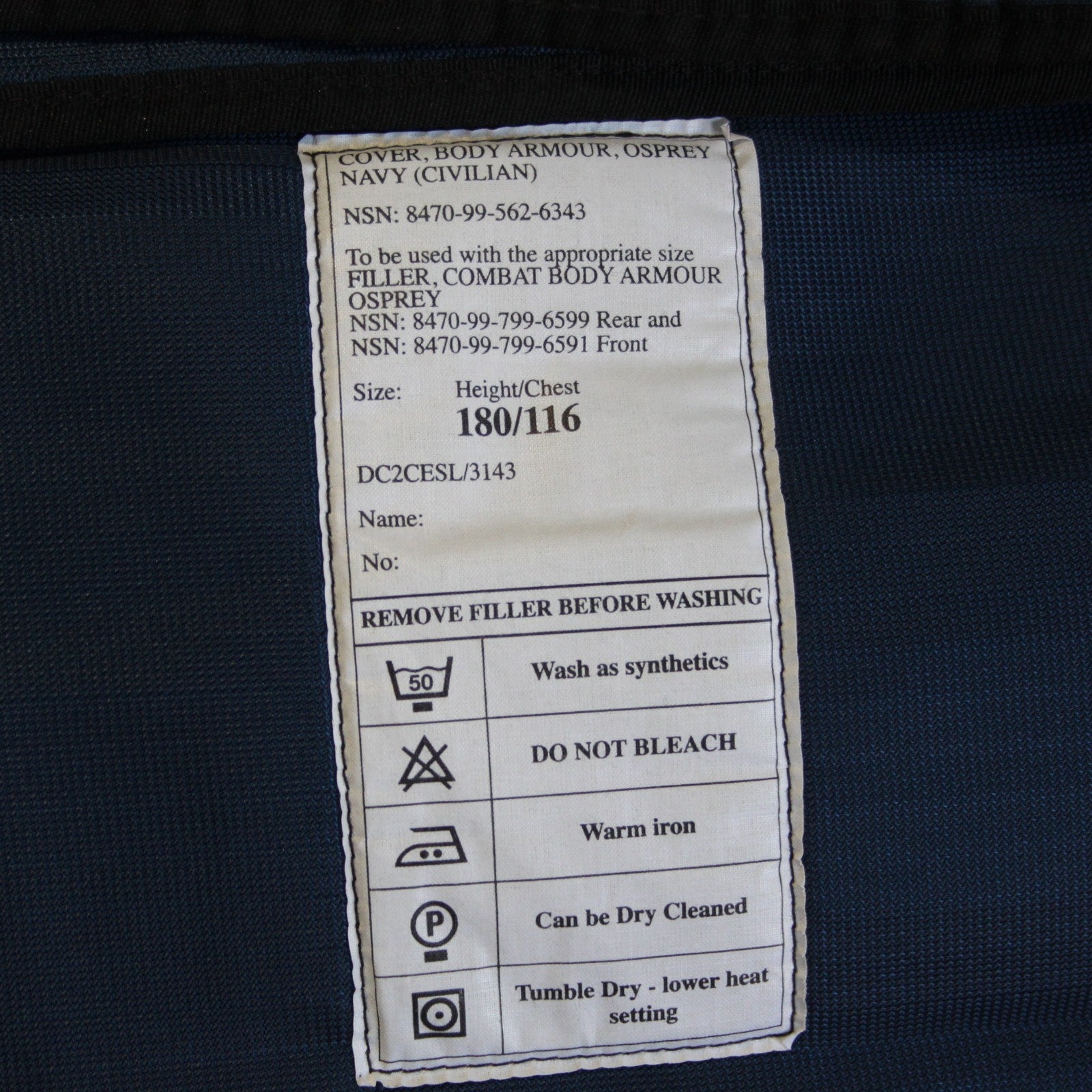 Genuine Surplus British Civilian Blue Osprey Body Armour Plate Cover (3327)