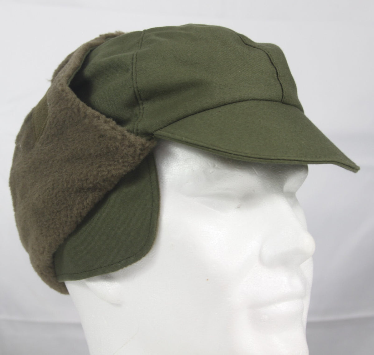 Genuine Surplus Dutch Ex Army Winter Hat Fur-lined Olive Peaked Thermal Warm