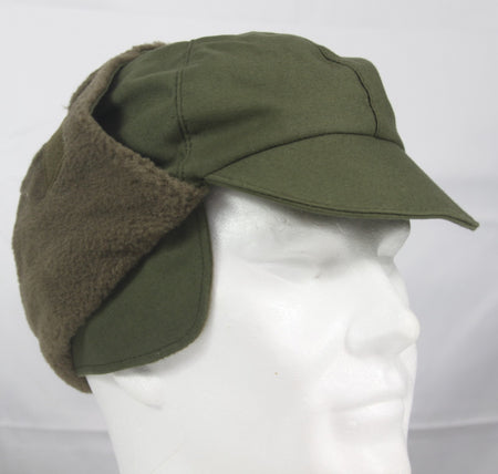 Genuine Surplus Dutch Ex Army Winter Hat Fur-lined Olive Peaked Thermal Warm