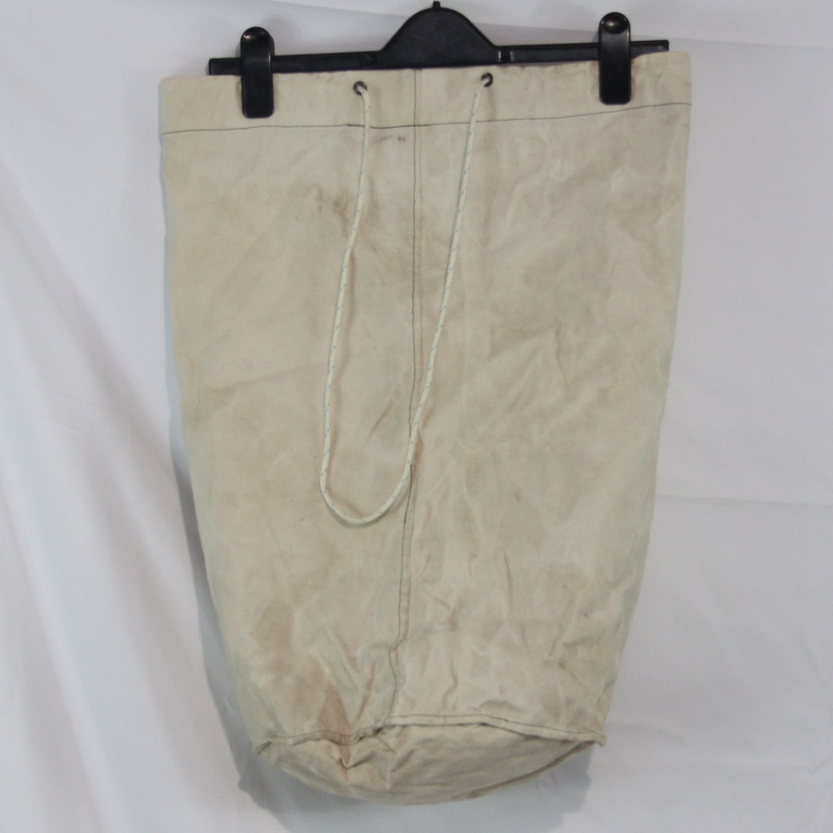 Vintage French Army Canvas Ballast Bag White Genuine Surplus Printed(4391)