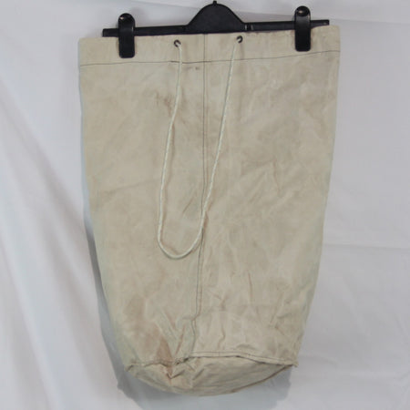 Vintage French Army Canvas Ballast Bag White Genuine Surplus Printed(4391)