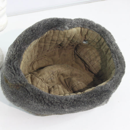 Vintage Winter Hat Faux Fur Lined Army Issue Genuine Surplus Damaged (4403)