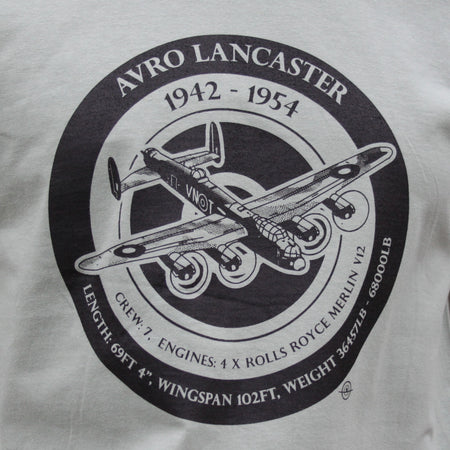 British Avro Lancaster WW2 Warbird Plane Exclusive Printed T-Shirt Aviation Sage