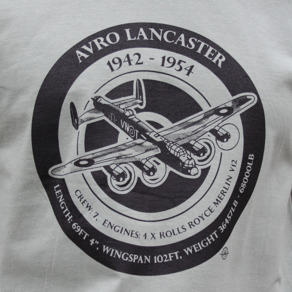 British Avro Lancaster WW2 Warbird Plane Exclusive Printed T-Shirt Aviation Sage