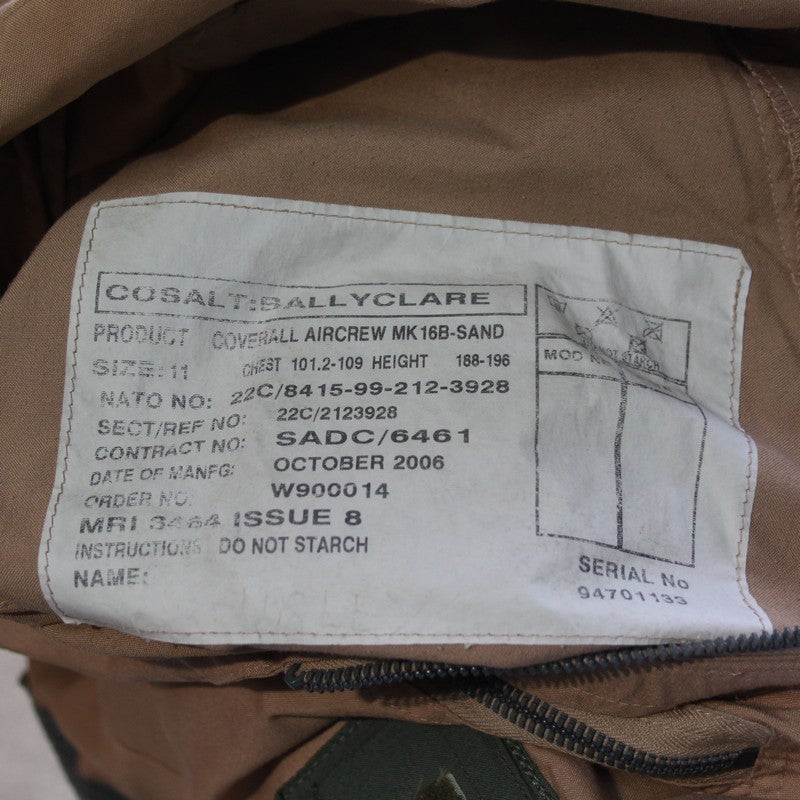 Genuine British Military RAF Flight Suit Pilot Modified Desert MK16B 40/43 (3386