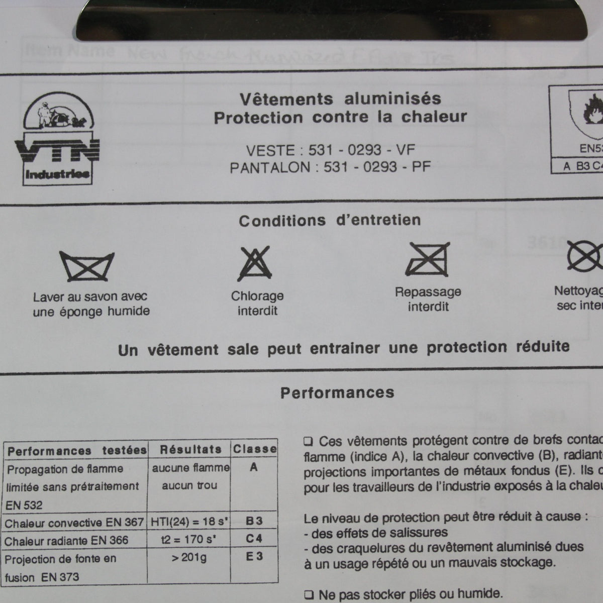 NEW French Aluminized Fire Fighters Trousers Genuine Surplus XL & XXL (3609)