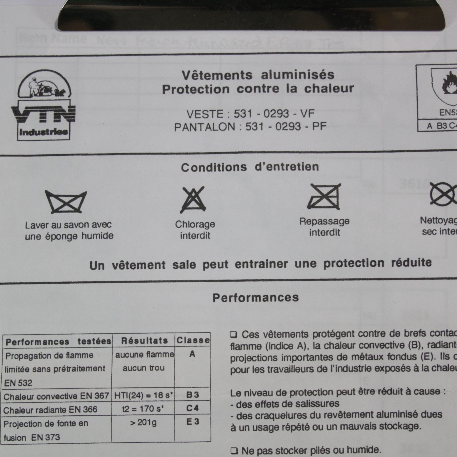 NEW French Aluminized Fire Fighters Trousers Genuine Surplus XL & XXL (3609)