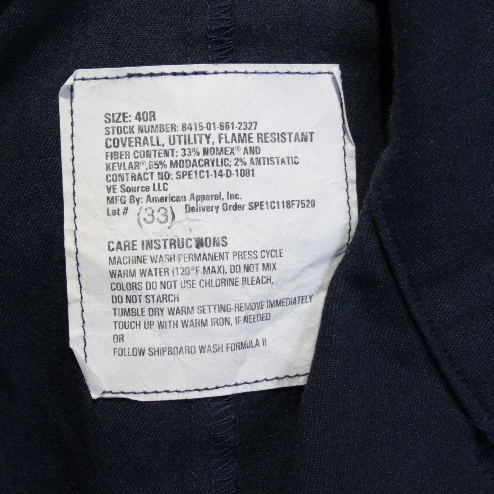 US Navy Military Nomex Utility Coverall Overall Genuine Surplus 40" Chest (3517)