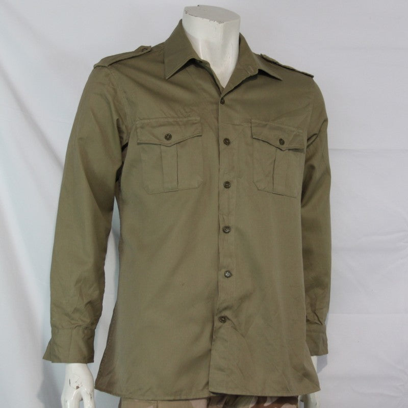Genuine Surplus Italian Army Shirt Long Sleeve Open Neck Sand (3420)