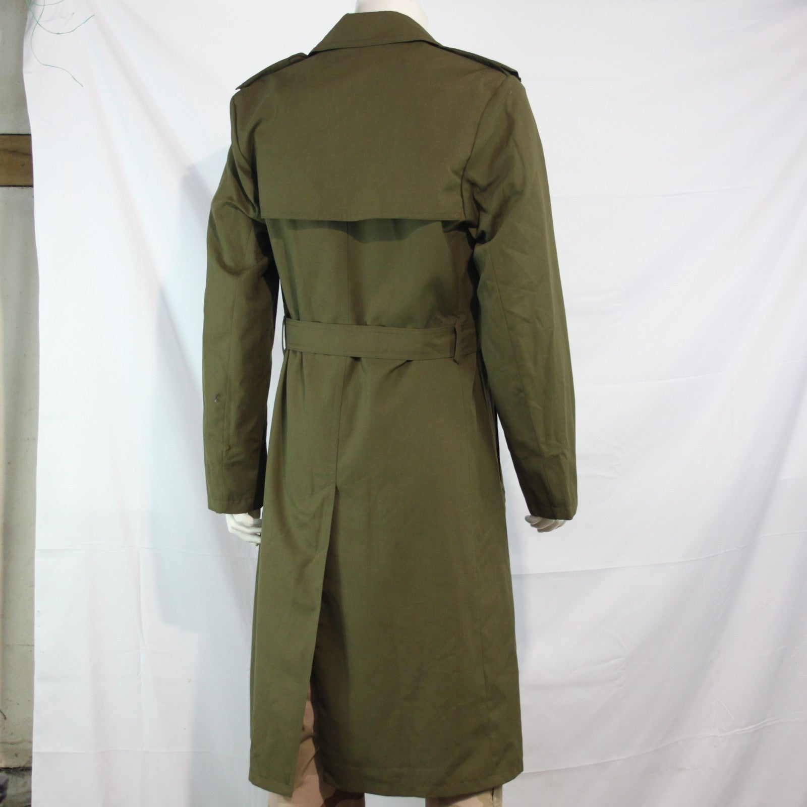 Vintage Army Surplus Trench Coat Czechoslovakian Genuine Olive Overcoat  (3644)