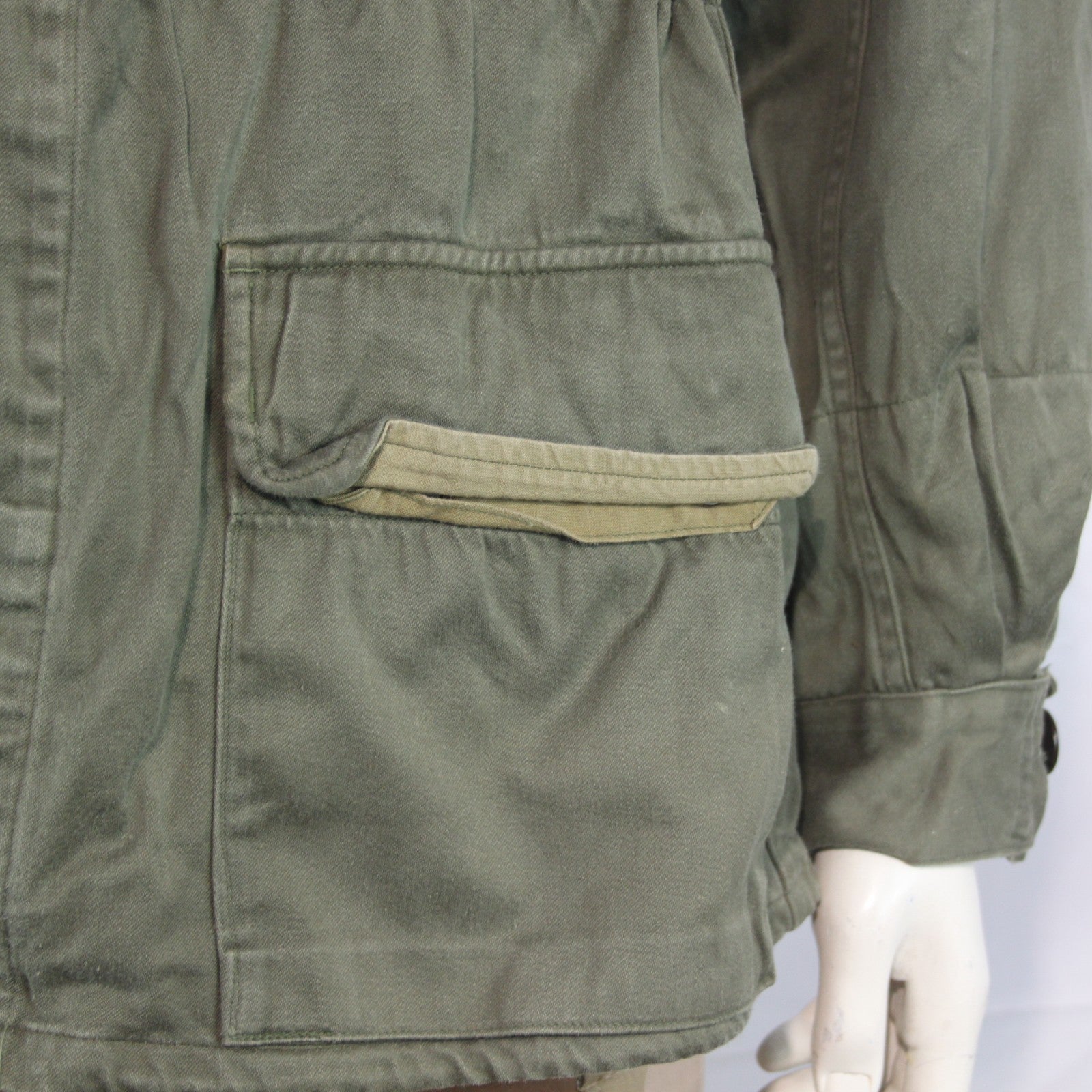 1960's Vintage Genuine Surplus French Army Jacket Cotton Olive G1 42-44" (4032)