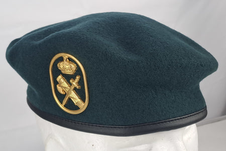 New Genuine Surplus Spanish Police Beret Bottle green Badged insignia