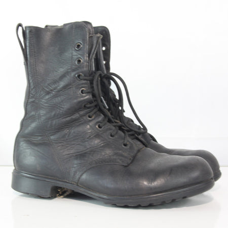 Vintage British DMS Hi Leg Army Boots High Leg Black Leather G2 Size 10 (3867)