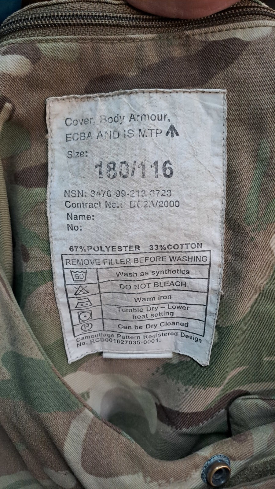 Genuine Surplus British MTP Camo Body Armour Plate Cover Vest XXL 116  (2756)