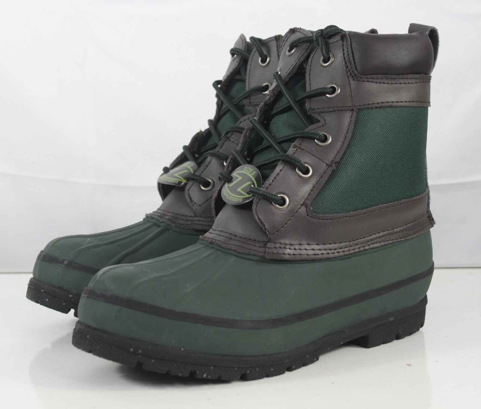 Highlander Morton Rubber & Canvas Warm Fleece Lined Ankle Boots Green Gardening