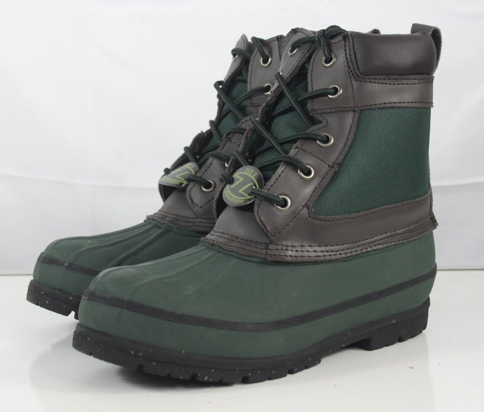Highlander Morton Rubber & Canvas Warm Fleece Lined Ankle Boots Green Gardening