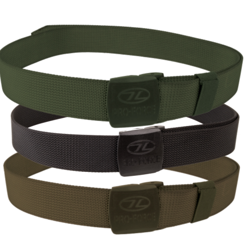 Highlander Operations Belt Nylon Webbing Belt NonMetallic Low Profile Olive Blac
