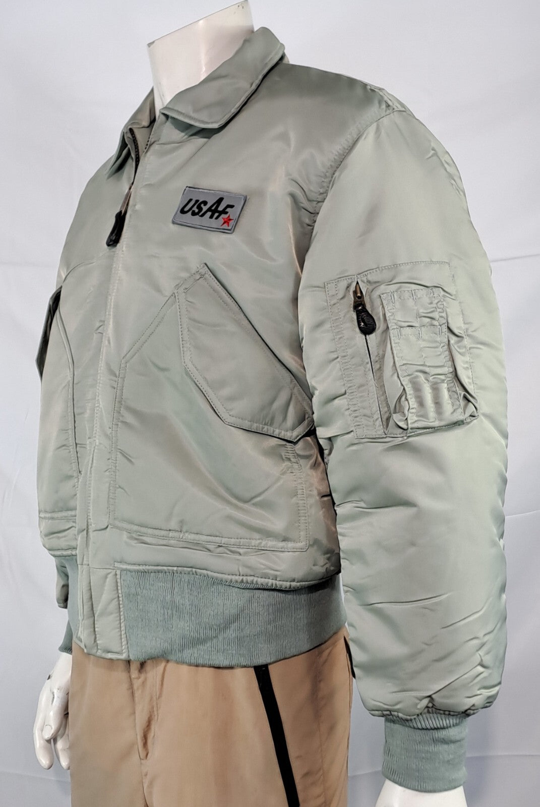 Highlander MA2 USAF Style Bomber Jacket Plain Collar Padded Silver Grey XXS-M