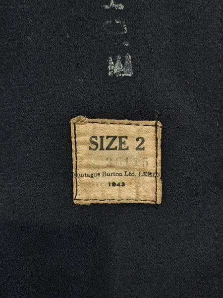 Genuine Surplus Vintage 1943 British Royal Navy Wool Greatcoat 34-36" (1319)