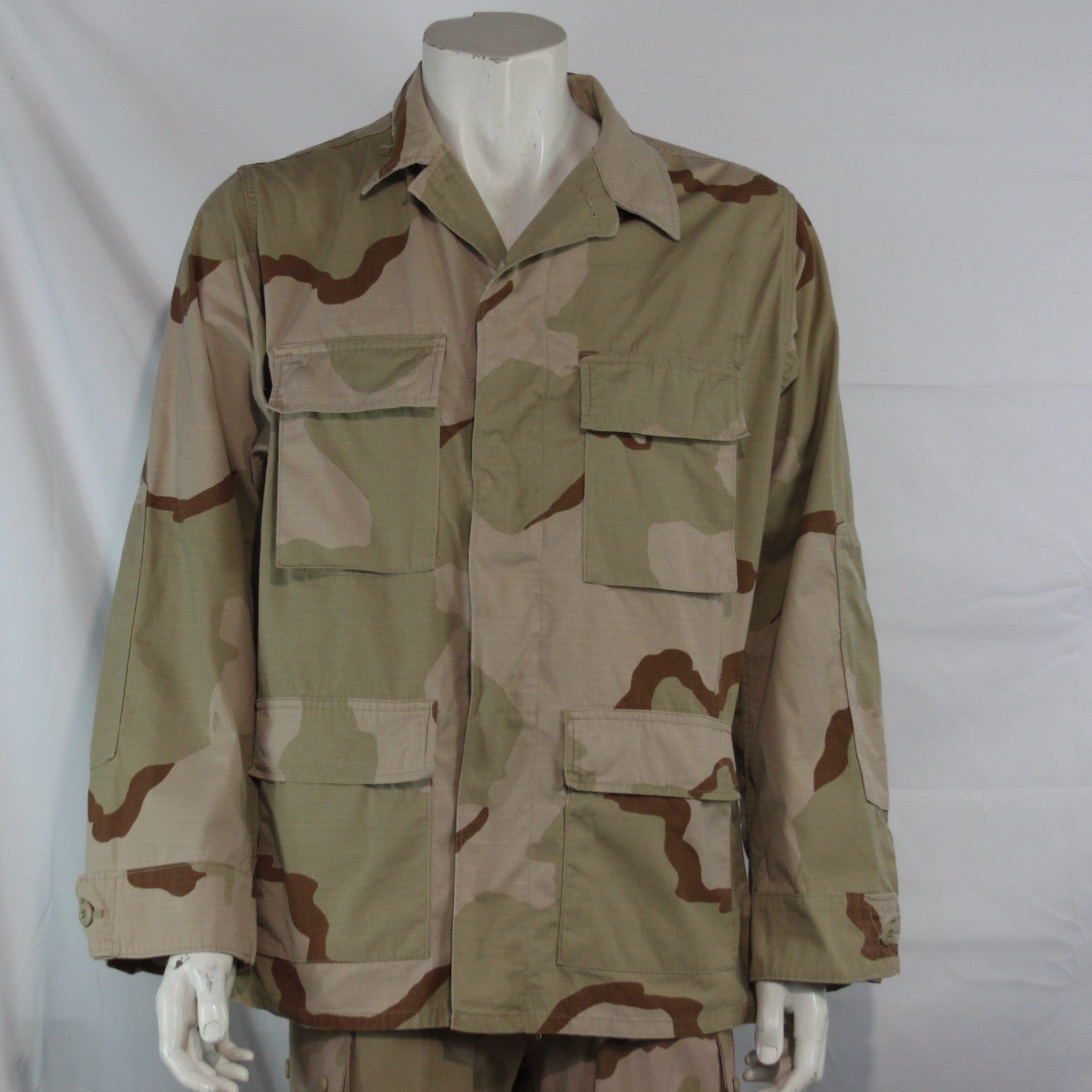 Genuine Surplus US Army TriColor Desert Camo Shirt Repaired 37-41" (3617)