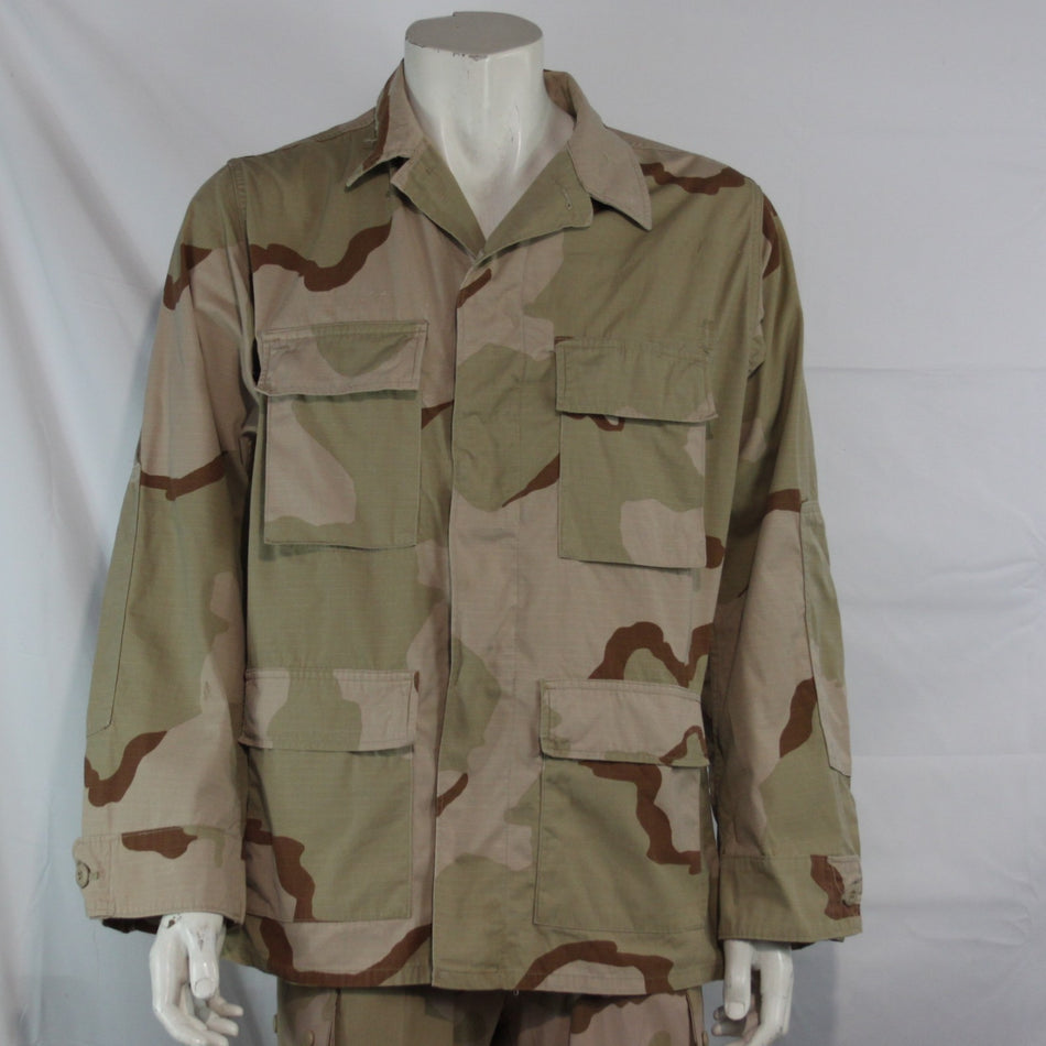 Genuine Surplus US Army TriColor Desert Camo Shirt Repaired 37-41" (3617)