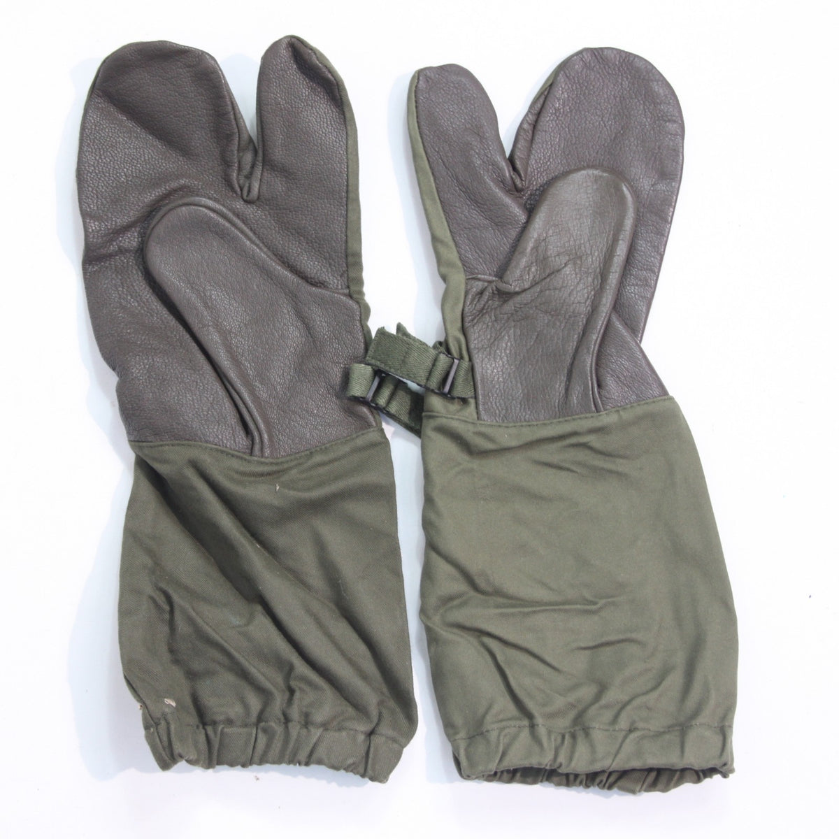 Leather Palm 1970's Vintage Dutch Army Mittens Genuine Surplus mismatch (4408)